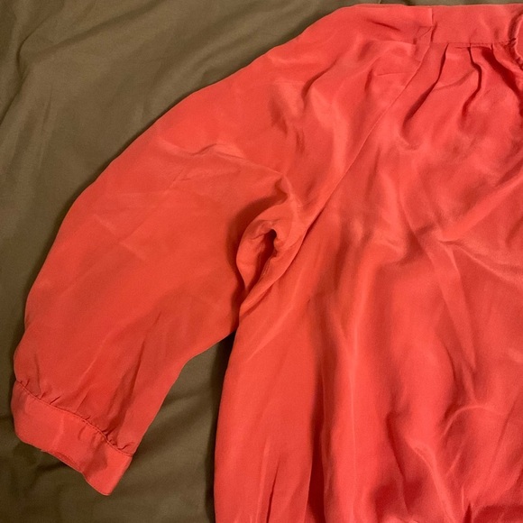 Madewell | Tops | Madewell Silk Sash Tie Front Wrap Coral Crop Top - Picture 5 of 13